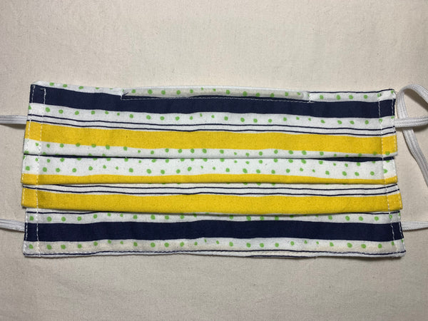 Navy/Yellow Stripe with Green Polka Dots